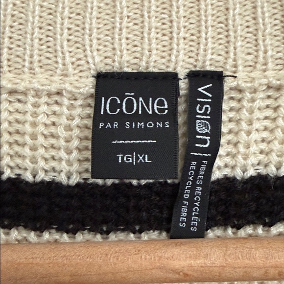 Simons Icone Black and Cream Knit Striped Sweater - Picture 3 of 7